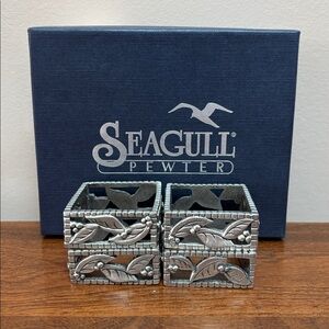 Seagull Pewter Set of Four Napkin Rings.